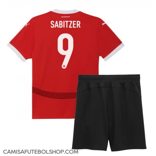 Camisa de time de futebol Áustria Marcel Sabitzer #9 Replicas 1º Equipamento Infantil Europeu 2024 Manga Curta (+ Calças curtas)